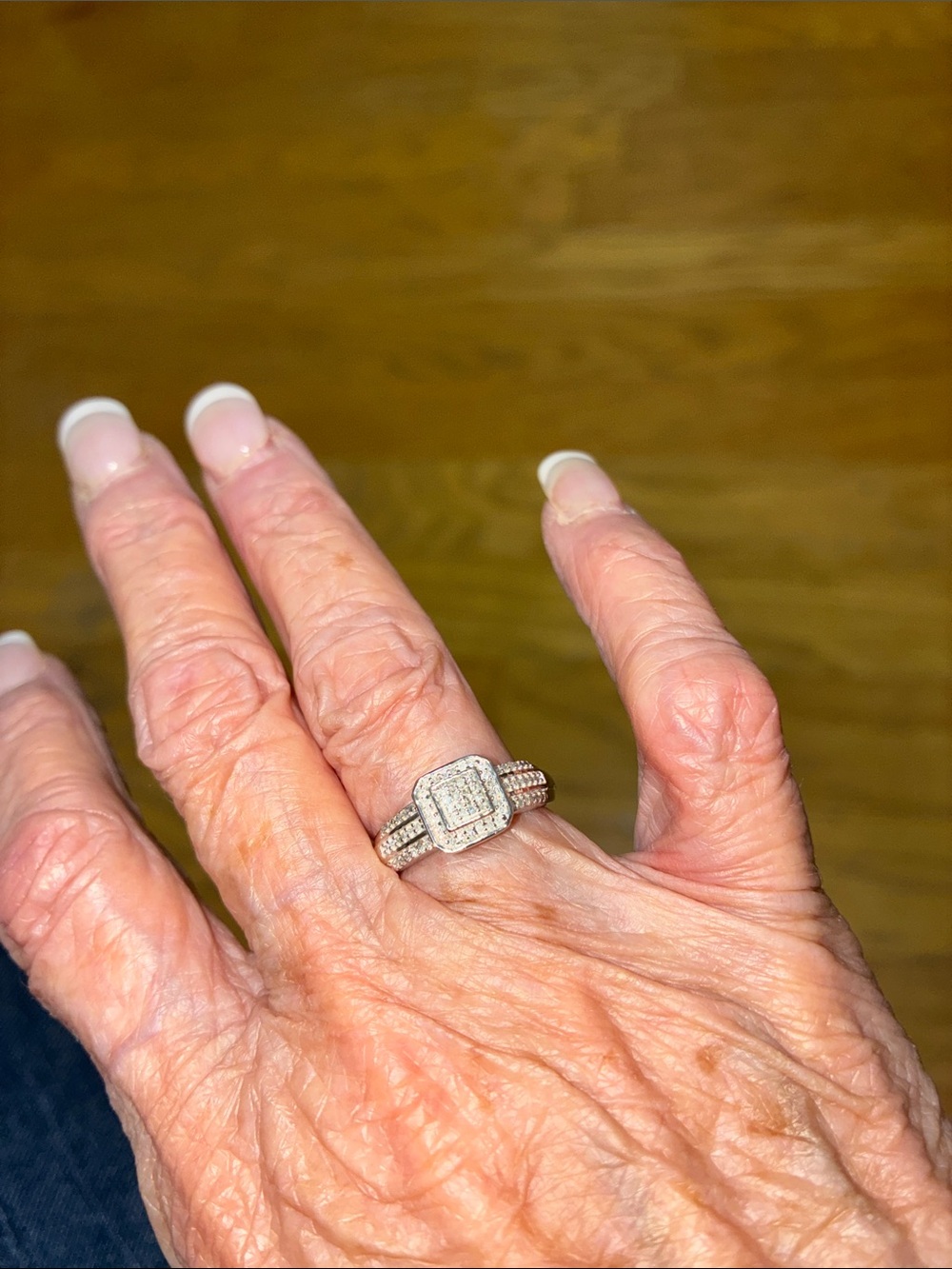 Diamond ring rhodium over Sterling 1/3 carat